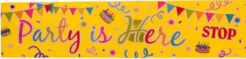 Banner de perete PARTY IS HERE 270 x 19 cm Auriu Multicolor JMB-BBL2894 