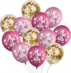 Set 24 de baloane 1st Birthday culori metalice ghirlanda Multicolor JMB-BBL2883 