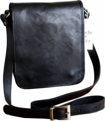 Geanta de umar crossbody din piele naturala vachetta neagra FGB112 