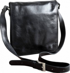 Geanta umar messenger din piele naturala vachetta neagra FGD111 