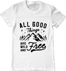 Tricou barbat Printado all good things are wild and free Bumbac Regular fit Alb L INTL 