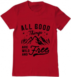 Tricou barbat Printado all good things are wild and free Bumbac Regular fit Rosu 3XL INTL 