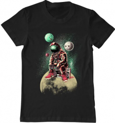 Tricou barbat Printado astronaut - dj Bumbac Regular fit Negru M INTL 