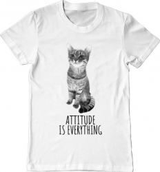 Tricou barbat Printado attitude is everything Bumbac Regular fit Alb 3XL INTL 