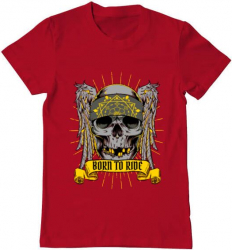 Tricou barbat Printado born to ride Bumbac Regular fit Rosu L INTL 