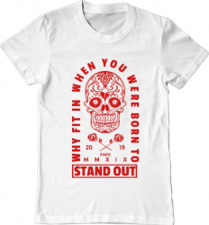 Tricou barbat Printado born to stand out Bumbac Regular fit Alb 3XL INTL 
