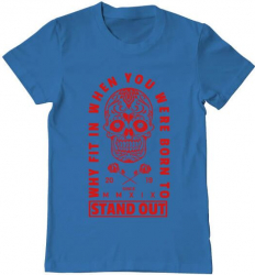 Tricou barbat Printado born to stand out Bumbac Regular fit Albastru azuriu L INTL 