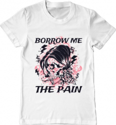Tricou barbat Printado borrow me the pain Bumbac Regular fit Alb L INTL 