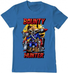 Tricou barbat Printado bounty hunter Bumbac Regular fit Albastru azuriu M INTL 