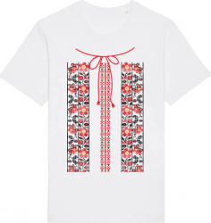 Tricou barbat Printado Casual etno 3 Bumbac Regular fit Alb XL INTL 