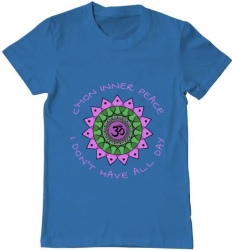 Tricou barbat Printado cmon inner peace Bumbac Regular fit Albastru azuriu M INTL 