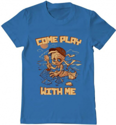 Tricou barbat Printado come play with me Bumbac Regular fit Albastru azuriu M INTL 