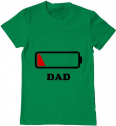Tricou barbat Printado dad battery Bumbac Regular fit Verde mediu M INTL 