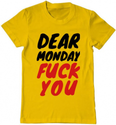 Tricou barbat Printado dear monday Bumbac Regular fit Galben 3XL INTL 