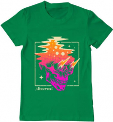Tricou barbat Printado distorted Bumbac Regular fit Verde mediu 3XL INTL 