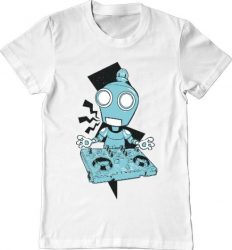 Tricou barbat Printado dj robot Bumbac Regular fit Alb L INTL 