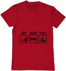 Tricou barbat Printado eat sleep play Bumbac Regular fit Rosu 3XL INTL 
