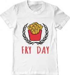 Tricou barbat Printado fry day Bumbac Regular fit Alb 3XL INTL 