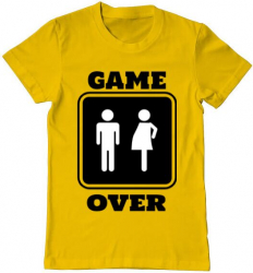 Tricou barbat Printado game over pregnant Bumbac Regular fit Galben L INTL 