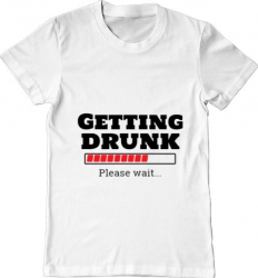 Tricou barbat Printado getting drunk Bumbac Regular fit Alb 3XL INTL 