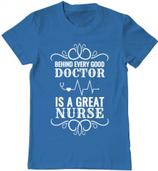 Tricou barbat Printado great nurse Bumbac Regular fit Albastru azuriu 3XL INTL 