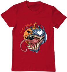 Tricou barbat Printado halloween venom Bumbac Regular fit Rosu M INTL 