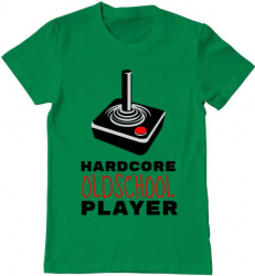 Tricou barbat Printado hardcore player Bumbac Regular fit Verde mediu M INTL 