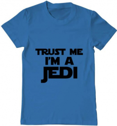 Tricou barbat Printado i am a jedi Bumbac Regular fit Albastru azuriu M INTL 