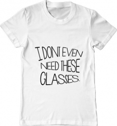 Tricou barbat Printado i dont need glasses Bumbac Regular fit Alb L INTL 