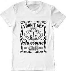 Tricou barbat Printado i get awesome Bumbac Regular fit Alb L INTL 