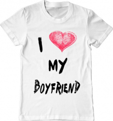 Tricou barbat Printado i love my boyfriend Bumbac Regular fit Alb 3XL INTL 