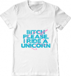 Tricou barbat Printado i ride a unicorn Bumbac Regular fit Alb L INTL 