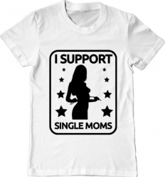 Tricou barbat Printado i support single moms Bumbac Regular fit Alb 3XL INTL 