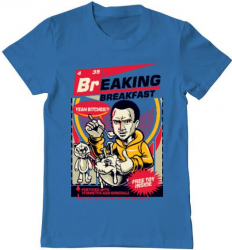 Tricou barbat Printado jesse breakfast Bumbac Regular fit Albastru azuriu 3XL INTL 