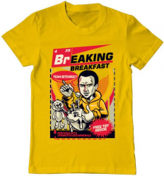 Tricou barbat Printado jesse breakfast Bumbac Regular fit Galben M INTL 
