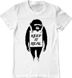 Tricou barbat Printado keep it real Bumbac Regular fit Alb L INTL 