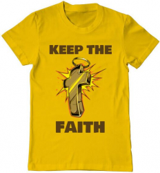 Tricou barbat Printado keep the faith Bumbac Regular fit Galben 3XL INTL 