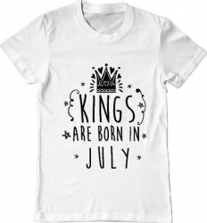 Tricou barbat Printado kings are born in july Bumbac Regular fit Alb 3XL INTL 