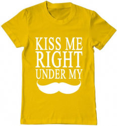 Tricou barbat Printado kiss me right under Bumbac Regular fit Galben L INTL 