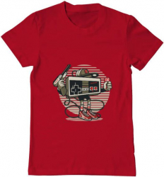 Tricou barbat Printado lets play Bumbac Regular fit Rosu L INTL 