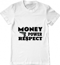 Tricou barbat Printado money power respect Bumbac Regular fit Alb L INTL 