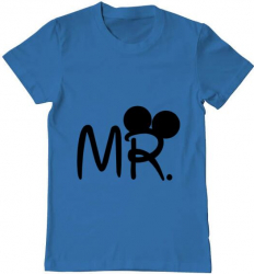 Tricou barbat Printado mr mickey Bumbac Regular fit Albastru azuriu L INTL 