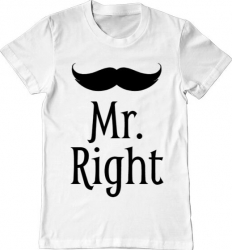 Tricou barbat Printado mr. right Bumbac Regular fit Alb 3XL INTL 