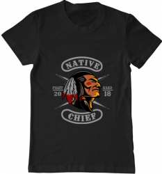 Tricou barbat Printado native chief Bumbac Regular fit Negru M INTL 