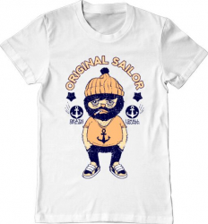 Tricou barbat Printado original sailor Bumbac Regular fit Alb L INTL 