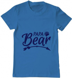 Tricou barbat Printado papa bear Bumbac Regular fit Albastru azuriu 3XL INTL 