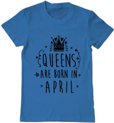 Tricou barbat Printado queens are born in april Bumbac Regular fit Albastru azuriu 3XL INTL 