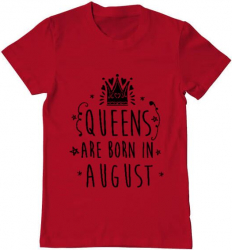 Tricou barbat Printado queens are born in august Bumbac Regular fit Rosu S INTL 