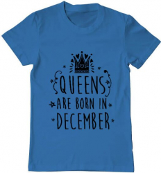 Tricou barbat Printado queens are born in december Bumbac Regular fit Albastru azuriu 3XL INTL 