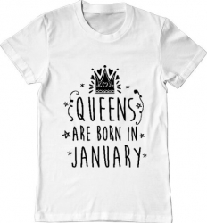 Tricou barbat Printado queens are born in january Bumbac Regular fit Alb 3XL INTL 
